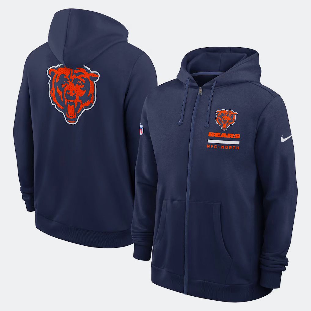 Men 2026 NFL Chicago Bears zip-up hoodie Blue 01->chicago bears->NFL Jersey